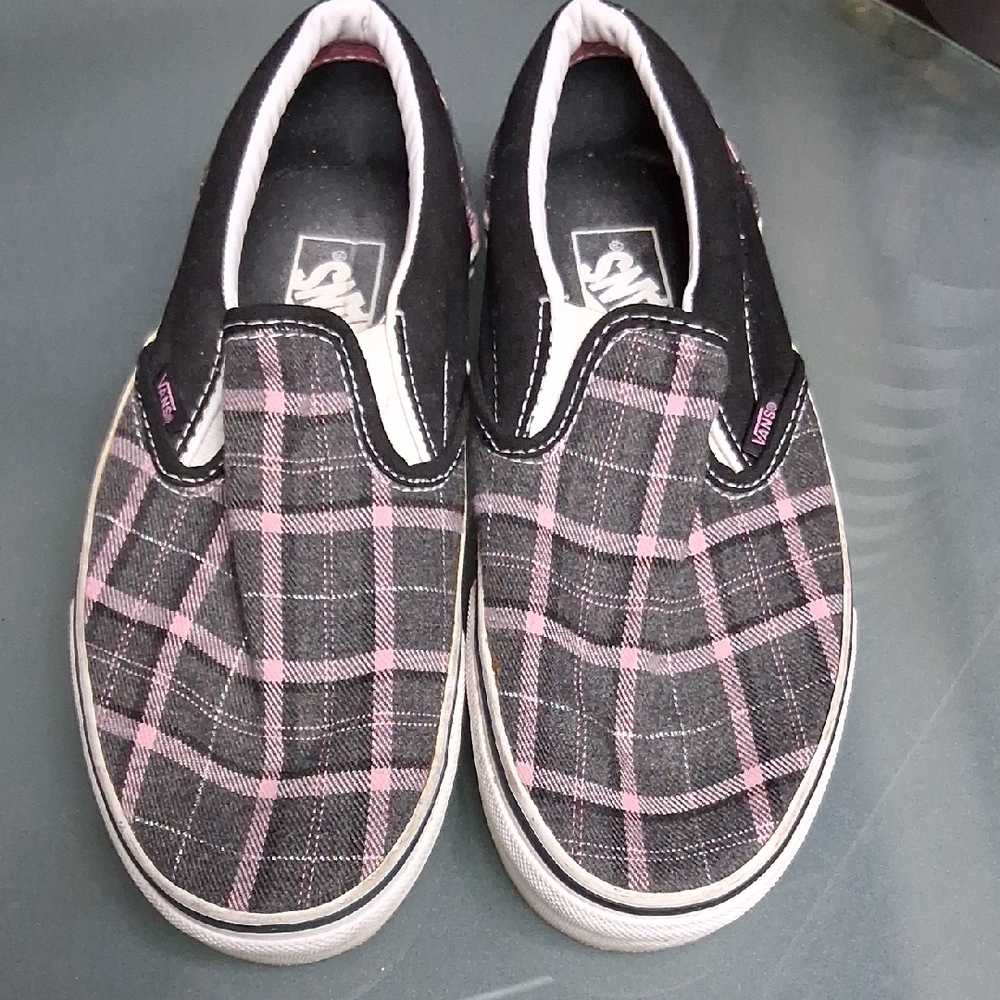 Vans Black and Pink Checkered Sneakers